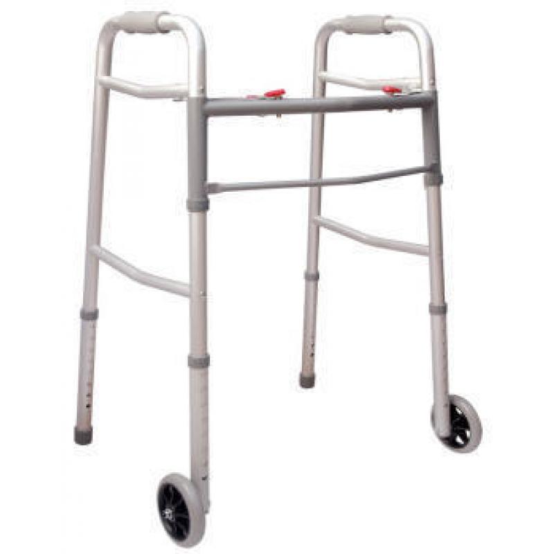 ANDADERA PLEGABLE DE ALUMINIO CON RUEDAS DE 5 PULGADAS